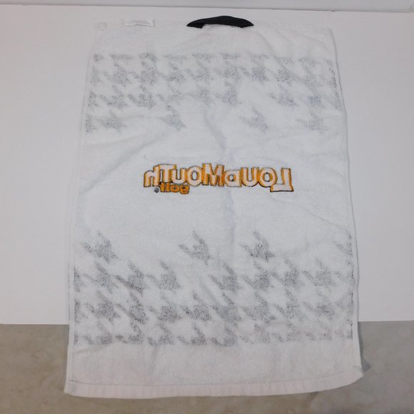 2011 Winning Edge LOUDMOUTH White Black Yellow Embroidered Golf Towel 16" x 23" - Picture 6 of 7